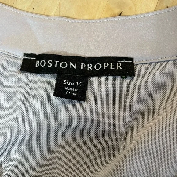 Boston Proper Nikki V-Neck Charmeuse Blouse in Silver Size 14 - Picture 6 of 8